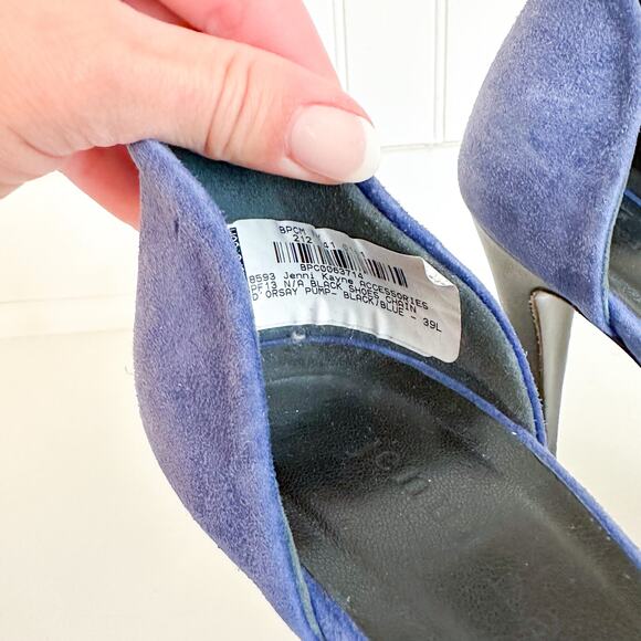 Jenni Kayne D'Orsay Suede Leather Chain Detail Pumps Black Blue 39 $595 - Picture 9 of 11